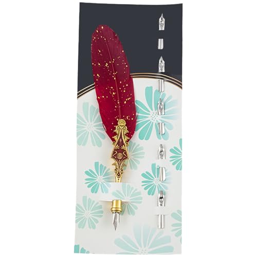 Asukohu Antiker Dip-Stift, 5 austauschbare Spitzen, Set für Anfänger, Vintage, Dip-Stift zum Schreiben, Zeichnen, Kunst, Illustraions, Signieren Asukohu Antiker Dip-Stift, 5 austauschbare Spitzen, Set für Anfänger, Vintage, Dip-Stift zum Schreiben, Zeichnen, Kunst, Illustraions, Signieren von Asukohu