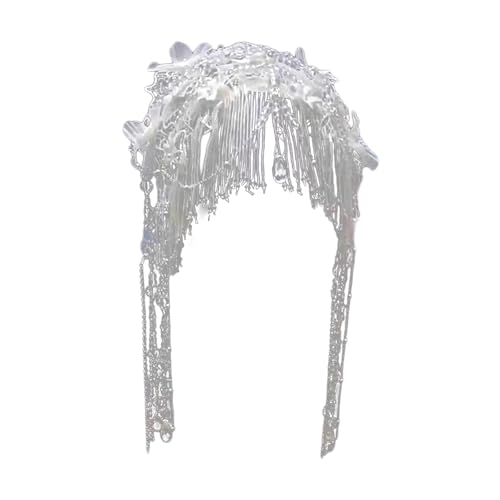 Asukohu Stilvolle Spitzen-Quasten, Braut-Kopfschmuck, raffinierter Brauthut mit Perlen, Spitzenquasten für Hochzeitsfeiern, Materialien, Kopfbedeckung von Asukohu