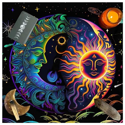 Asukohu Tarot-Tischdecke, Tischdecke für mystische Übungen, Tarot-Tuch, Tischdecke, Tischdecke, Wahrsagungen, spezielles Tuch, Wandteppich von Asukohu