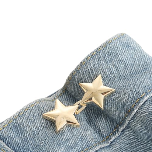 Button Jeans Star Pant Pins Adjustable Waist Buckle Tighten Pin No Sew Button Pins Adjustable Buckle Extender Set von Asukohu