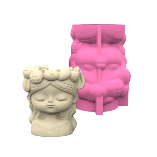 Flexible Mädchen Kopfblumenhalter Crafting Silikonform Für Handgefertigte Beton Pflanzer Gartendekoration Werkzeug Little Girl Form Gipsgussform von Asukohu