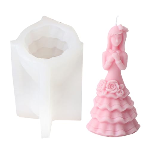 Flexible Silikonform Blumenkleid Mädchen Geformte Kerzenform Duft Aromatherapys Herstellung Form Handgefertigter Ornamentform Schimmel von Asukohu