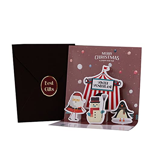 Frohe Weihnachten Grußkarte 3D Pop Up Karte mit Umschlägen Aufkleber Baum Schneemann Weihnachtsmann Postkarte Party Einladung Geschenke Danke Postkarten von Asukohu