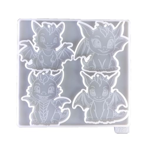 Handgefertigte 3D-Silikonform, glatter Schlüsselanhänger, Drache, Baby-Anhänger, Schlüsselanhänger, Ornament, Zubehör, Gießformen von Asukohu