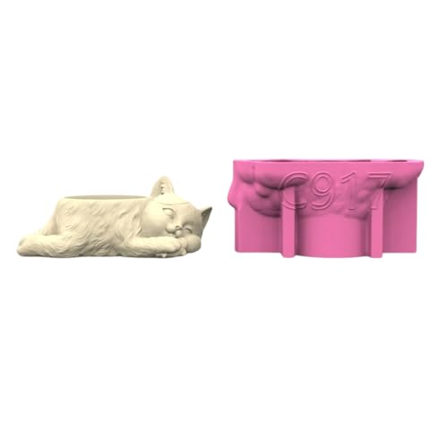 Handgefertigte Handwerk Silikonform Pflanzentöpfe Muldkatzen Form Epoxidharz Crafting Formen Für Saftige Vase Und Stifthalter von Asukohu