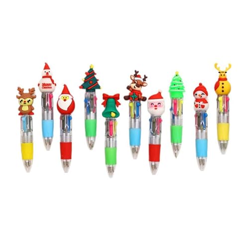 Mehrfarbige Stifte mit weihnachtlichem Motiv, 4-in-1-Kugelschreiber für Farbcodierung, Journaling, Büro, Schreibbedarf, Büro, Schulbedarf, 10 Stück Mehrfarbige Stifte mit weihnachtlichem Motiv, 4-in-1-Kugelschreiber für Farbcodierung, Journaling, Büro, Schreibbedarf, Büro, Schulbedarf, 10 Stück von Asukohu