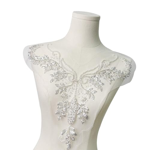 Multi Zweck Bestickter Hochzeitskragen Accessoire Blingbling Pailletten Vielseitig Für Mode Weißer Perlen Spitzen Hochzeitszubehör von Asukohu