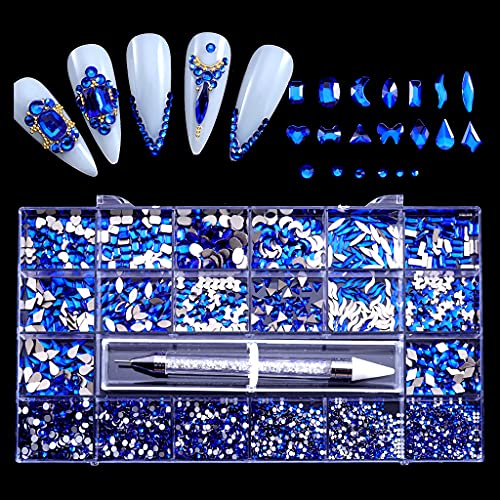 Nagelkunst-Kristalle, 3D-Glassteine, flache Rückseite, Kristalle, Strasssteine für Nägel, Kleidung, Gesichtsschmuck, DIY-Nagelset von Asukohu