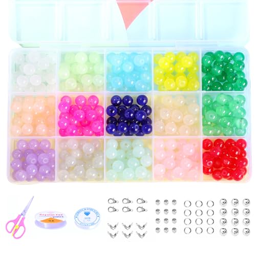 Schmuckherstellungs-Set, 8 mm, Glasperlen, bunte Armbänder, Schmuckzubehör für und Halsketten, Glas Schmuckherstellungs-Set, 8 mm, Glasperlen, bunte Armbänder, Schmuckzubehör für und Halsketten, Glas von Asukohu