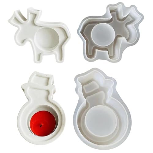 Set Von 2 Einzigartigen Teelichthaltern Formen Zarte Silikonformen Zum Herstellen Von Rentier Und Schneemannkerzenhaltern von Asukohu