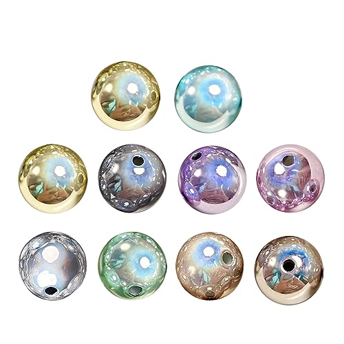 Set mit 10 runden undurchsichtigen Perlen, reflektierende Charm-Perlen, Bastelperlen, Acrylperlen, perfekt für DIY-Schmuckherstellung und zum Basteln von handgefertigten Perlen von Asukohu