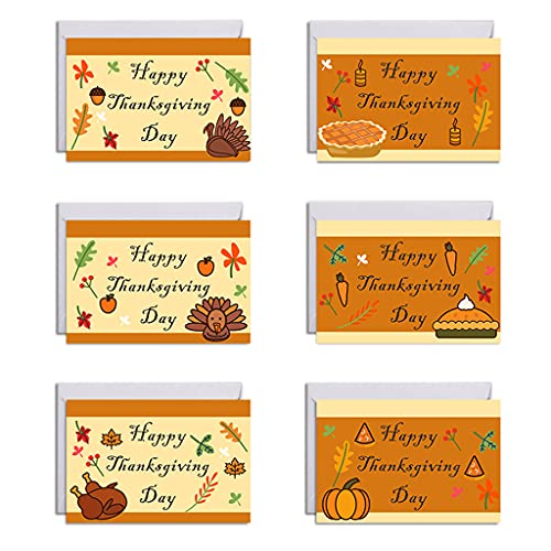 Set mit 6 Thanksgiving-Karten mit Umschlägen, Aufklebern, lustige Truthahn-Grußkarte, Thanksgiving-Karten für Kinder von Asukohu