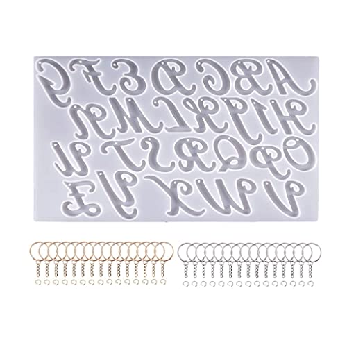 Silikon-Alphabet-Harz-Formen-Set, ausgefallene Buchstaben- und Ornamentformen, Epoxidharz, Gießformen, Harz, Schlüsselanhänger-Set von Asukohu