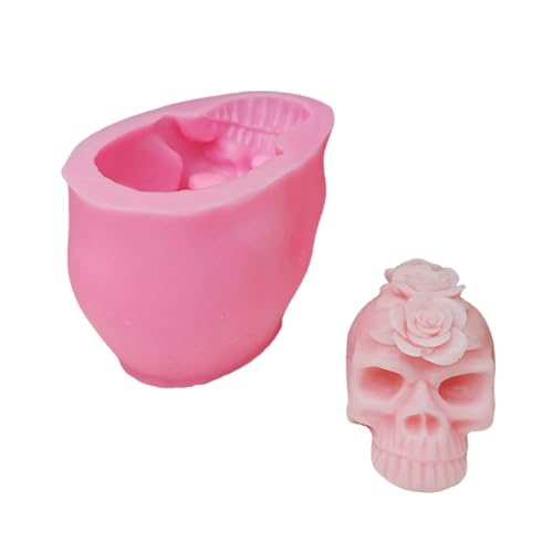 Silikonform mit Blumenschädel und Totenkopf, Gießformen, Harz, Backen für Halloween-Dekorationen, Blumenschädel, Silikonharz, Bastelbedarf von Asukohu