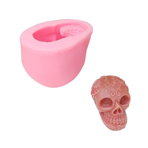 Silikonform mit Blumenschädel und Totenkopf, Gießformen, Harz, Backen für Halloween-Dekorationen, Blumenschädel, Silikonharz, Bastelbedarf von Asukohu