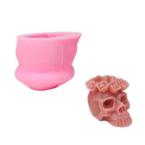Silikonform mit Blumenschädel und Totenkopf, Gießformen, Harz, Backen für Halloween-Dekorationen, Blumenschädel, Silikonharz, Bastelbedarf von Asukohu