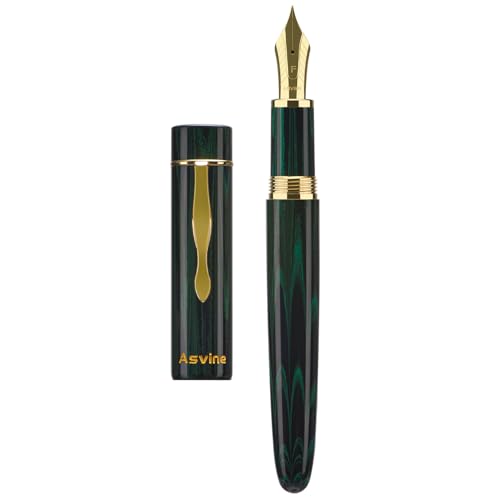 Asvine C2000 Germany Cumberland Ebonite Füllfederhalter, Nr. 8, mittlere Feder, großer Handarbeitsstift mit Konverter-Stiftbox, Sammlungsset, Grün von Asvine