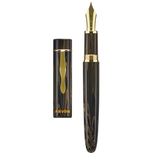 Asvine C2000 Germany Cumberland Ebonite Füllfederhalter #8, feine Feder, großer Handarbeitsstift mit Konverter-Stiftbox, Sammelset, Braun von Asvine