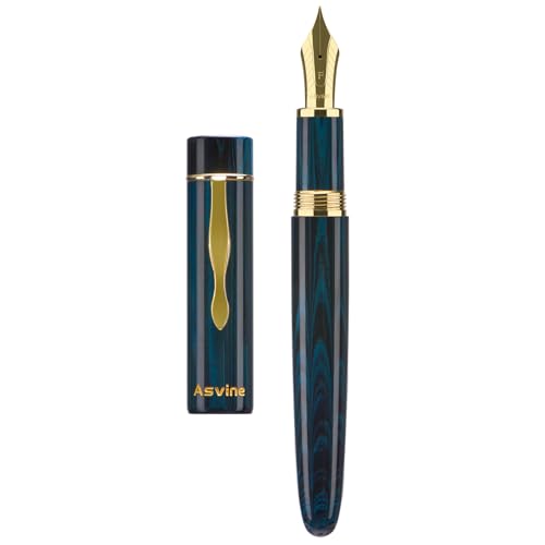 Asvine C2000 Germany Cumberland Ebonite Füllfederhalter #8, mittlere Feder, großer Handarbeitsstift mit Konverter-Stiftbox, Sammlungsset, Blau von Asvine