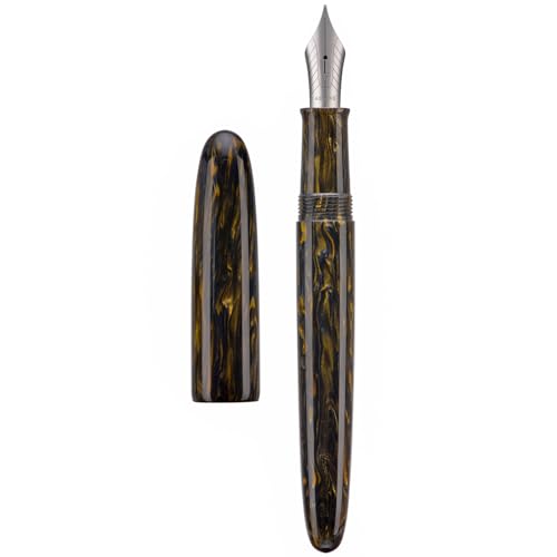 Asvine C80 Füllfederhalter, Nr. 8, 1,1 mm Feder, groß, Handarbeit, Kalligraphie, Kunst, Zeichenstift mit Konverter, Stiftetui, Sammlungs-Set (Braun-Gold) von Asvine