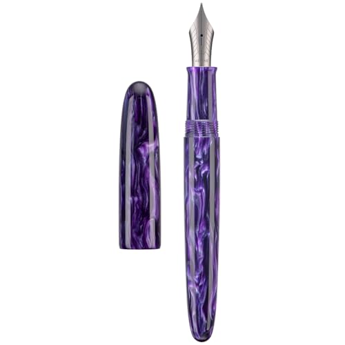 Asvine C80 Füllfederhalter #8, feine Feder, großer Handarbeitsstift mit Konverter, Stiftetui, Sammlungs-Set (violette Ripple) von Asvine