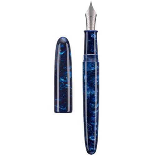 Asvine C80 Füllfederhalter #8, mittlere Feder, großer Handarbeitsstift mit Konverter, Stiftebox, Sammelset (Galaxy Blue) von Asvine