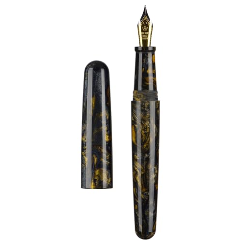 Asvine Füllfederhalter 017, Kunstharzkörper, mittlere Iridium-Feder, Braun-Schwarz, Bürogeschenk von Asvine