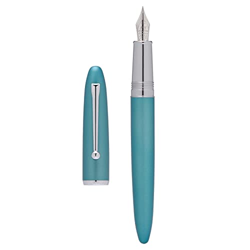 Asvine Hongdian 620 Füllfederhalter aus blauem Metall, gebogene Feder, 0,6 mm, klassischer Stift, Bürostift, Schreiben mit Metallbox Asvine Hongdian 620 Füllfederhalter aus blauem Metall, gebogene Feder, 0,6 mm, klassischer Stift, Bürostift, Schreiben mit Metallbox von Asvine