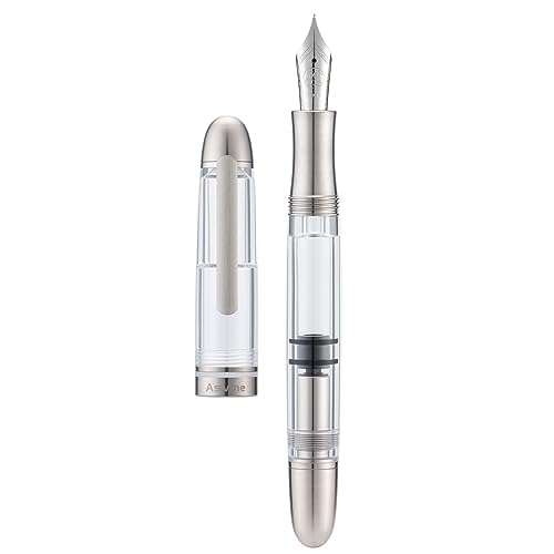 Asvine P36 Titan Füllfederhalter Kolbenfüllung, Bock Medium Nib Clear Transparent Acryl Smooth Writing Pen Case Set von Asvine