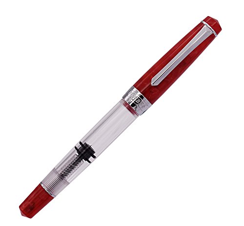 Asvine PENBBS 309 Füllfederhalter, transparenter Kolbenstift aus Kunstharz, feine Feder 0,5 mm Kalligraphie-Stift, Executive Business Geschenkstifte (rot) von Asvine