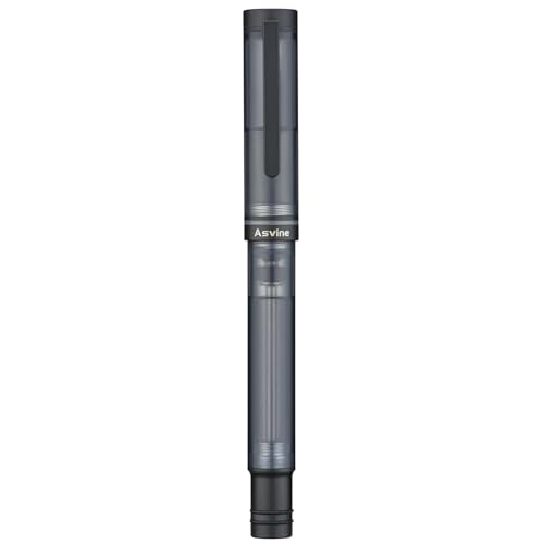 Asvine V200 Titan-Füllfederhalter, Vakuumfüllung, mattschwarz, feine Spitze, transparentes Acryl, glattes Schreiben, Stiftetui-Set Asvine V200 Titan-Füllfederhalter, Vakuumfüllung, mattschwarz, feine Spitze, transparentes Acryl, glattes Schreiben, Stiftetui-Set von Asvine