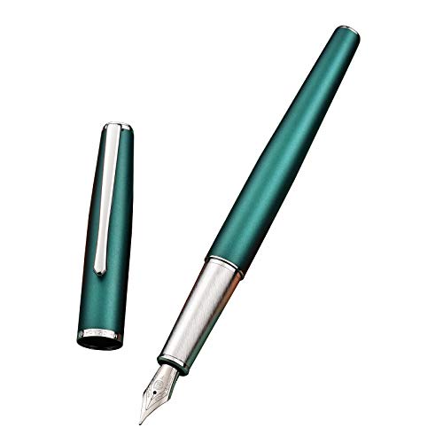 Hongdian 920 Füllfederhalter aus Metall, mittlere Feder, klassischer Stift, inklusive nachfüllbarem Konverter und Stifttasche, Grün von Asvine