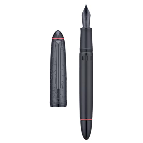 Hongdian N6 Schwarz Metall Harz Kolben Füllfederhalter Black Eastern Kalligraphie Feine Feder Klassischer Stift Inklusive Metallbox Schreibstift Hongdian N6 Schwarz Metall Harz Kolben Füllfederhalter Black Eastern Kalligraphie Feine Feder Klassischer Stift Inklusive Metallbox Schreibstift von Asvine
