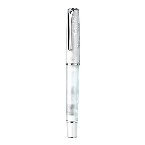 Hongdian N8 Weißer Harz-Füllfederhalter, Iridium, lange Feder, klassischer Stift, glatter Schreibstift mit Konverter und Metallbox Hongdian N8 Weißer Harz-Füllfederhalter, Iridium, lange Feder, klassischer Stift, glatter Schreibstift mit Konverter und Metallbox von Asvine