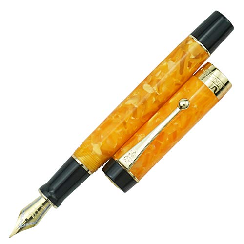 Jinhao 100 Centenni Orange Marmor Harz Füllfederhalter, Iridium Feine Feder Gold Trim Büro Schreiben Stift von Asvine