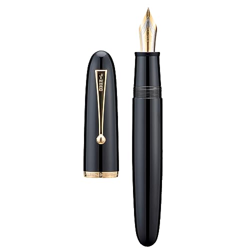 Asvine Jinhao 9019 Füllfederhalter, Dadao Serie #8, extra feine Feder, schwarzer Acrylschaft mit goldenem Clip, großer Schreibstift, (3GF1HGDHH1N6DFGH) Asvine Jinhao 9019 Füllfederhalter, Dadao Serie #8, extra feine Feder, schwarzer Acrylschaft mit goldenem Clip, großer Schreibstift, (3GF1HGDHH1N6DFGH) von Asvine