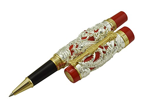 Jinhao Füllfederhalter Kugelschreiber, glatt, Drache und Phoenix, 3d- und Kalligraphie-Stift, Kugelschreiber, Business-Geschenk, 0,5 mm, Schwarz, von Asvine