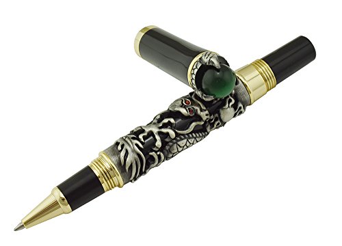 Jinhao Rollerball Pen, mit chinesischen Ming Dynasty Kaiser-Drache, Kugelschreiber, mit Rolle, Grün, Jade-Tasche, mit Unterschrift und Kalligraphie-Stifte von Asvine