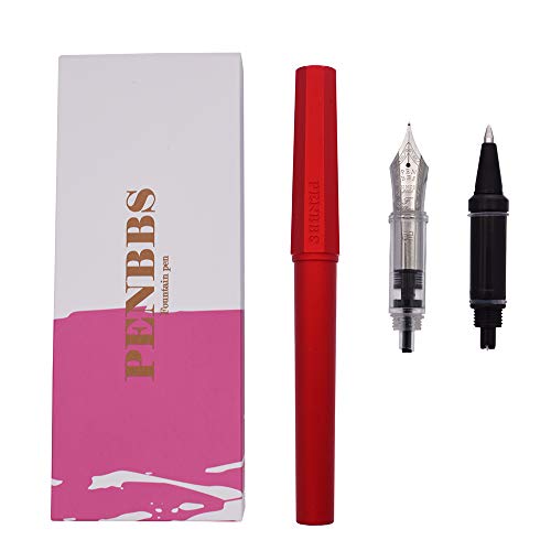 PENBBS 350 Füllfederhalter, Aluminium-Briefschreiber, feine Spitze, 0,5 mm, Business-Geschenke mit Signature Kugelschreiber, Rot von Asvine