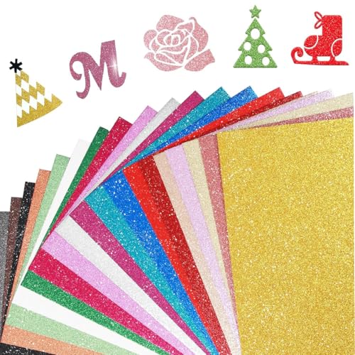 Glitzer-Karton, 250 g/m², A4, Glitzerpapier, für Cricut-Karton, Handwerk, DIY-Projekte, Abschluss-Kappe (A4), 20 Blatt von Asweir