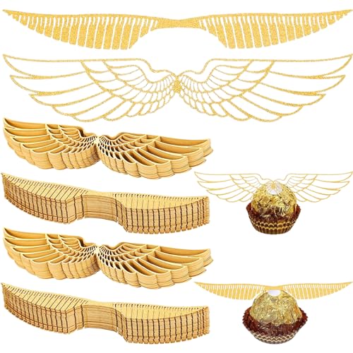 100 Pcs Gold Wings Decoration Chocolate Toppers Glitter Birthday Decoration for Party 2 Style von Aswewamt