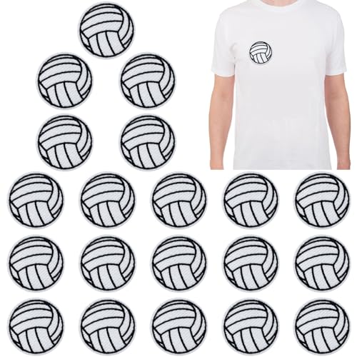 Aswewamt 20 Stück Volleyball-Aufnäher zum Aufbügeln und Aufnähen, Abzeichen für Kleidung, Jeans, Jacke, Hut, Kleid, DIY-Zubehör, Schwarz Weiß von Aswewamt