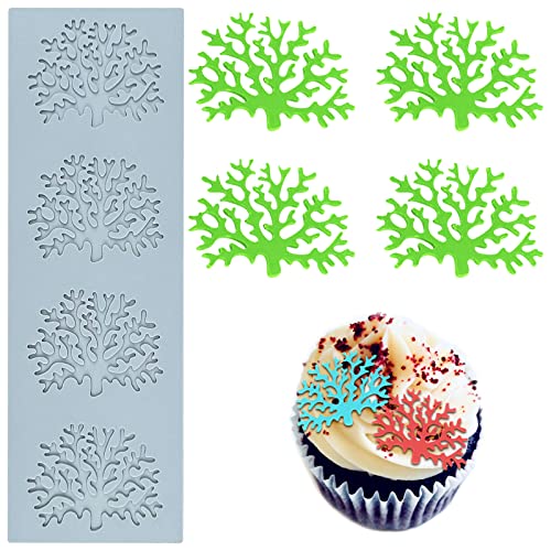 Hohl Baum Blatt Silikonform Schokolade Süßigkeiten Fondant Form 3D Korallen Zweig Blätter Silikonform Kuchen Fondant Silikonform Fondant Tonform für Cupcake Top Zucker Handwerk Kuchen Dekoration von Aswewamt