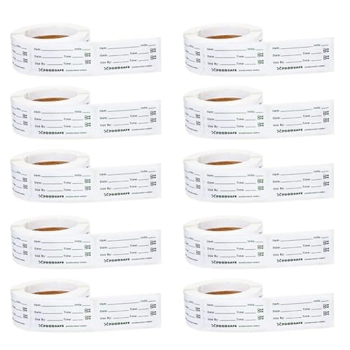Asyduey 10 Rollenaufkleber für Lebensmittel, Kühler, Lebensmittelaufbewahrung, Gefrierschrank, 2,5 X 5,1 Cm, Selbstklebend für Wiederverwendbare Behälter von Asyduey