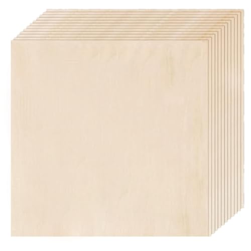 Asyduey Lindenholzplatten, 12 Stück, 30,5 x 30,5 x 0,6 cm, Sperrholzplatten, 3 mm Lindenholz zum Schneiden, Gravieren, Rohlinge, Zeichnen Asyduey Lindenholzplatten, 12 Stück, 30,5 x 30,5 x 0,6 cm, Sperrholzplatten, 3 mm Lindenholz zum Schneiden, Gravieren, Rohlinge, Zeichnen von Asyduey