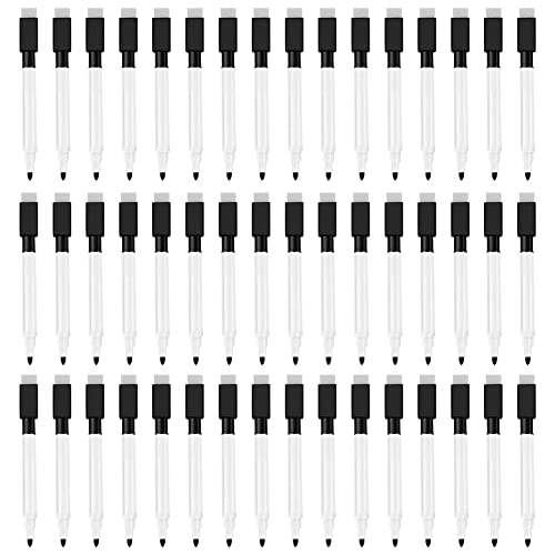 Asyduey Magnetischer Whiteboard-Stift, LöSchbarer Marker, 48Er-Pack Whiteboard-Marker, Trocken Abwischbarer Marker mit LöSchkappe, Schwarz von Asyduey