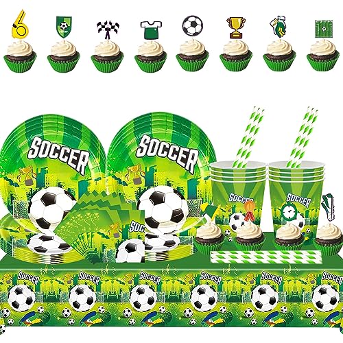 Aszaui 105 Stück Fussball Geburtstag Deko Kinder Partygeschirr Set, Jungen Fußball Party Dekorationen Geburtstagsparty,Kindergeburtstag Party Supplie,für 20 Gäste Aszaui 105 Stück Fussball Geburtstag Deko Kinder Partygeschirr Set, Jungen Fußball Party Dekorationen Geburtstagsparty,Kindergeburtstag Party Supplie,für 20 Gäste von Aszaui