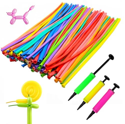 150 Stück Modellierballons Mit Pumpe,Luftballons Tiere,Mehrfarbig Lange Luftballons zum Formen 30cm Länge Modellier Luftballon, für DIY, Party Dekoration von Aszaui