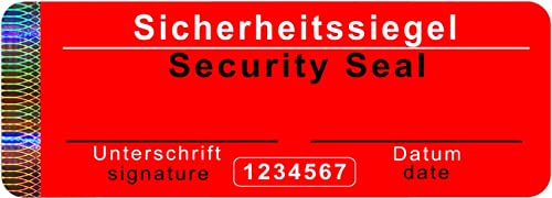 1000 Stk - Sicherheits-Siegel mit Seriennummer - 70x25mm rot, beschreibbar - Sicherheitssiegel, Qualitätssiegel Garantiesiegel Sicherheitsetiketten selbstklebendes Etikett von Atairs