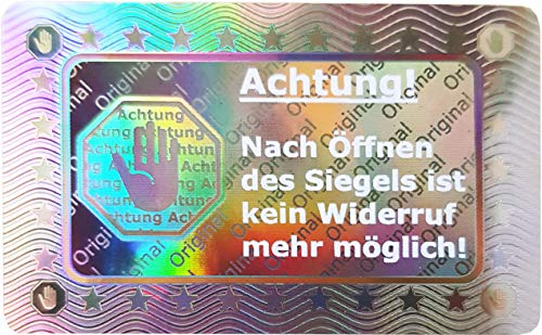 105 Stk - 3D Hologramm-Siegel 40 * 25mm silber glänzend - Rücknahmesiegel, Sicherheitssiegel, Qualitätssiegel Garantiesiegel Sicherheitsetiketten selbstklebendes Etikett Security von Atairs